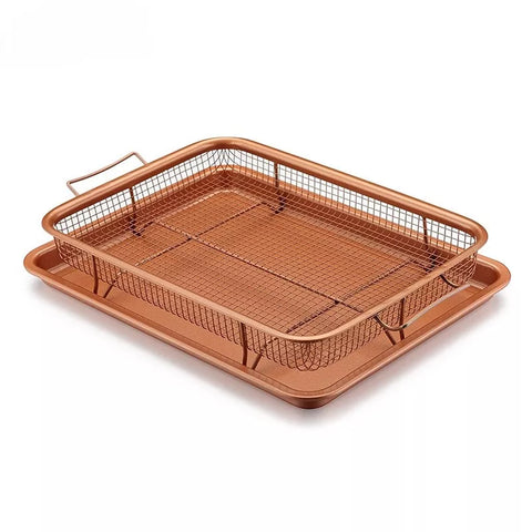 سلة شبك غير لاصقة مع صينية للفرن لتحضير وجبات خالية من الدهون – Non-Stick Mesh Basket & Baking Tray for Healthy Cooking