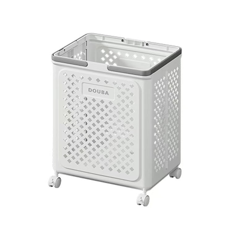Large Foldable Laundry Basket with Wheels – Multi-use White Geometric Storage Solution