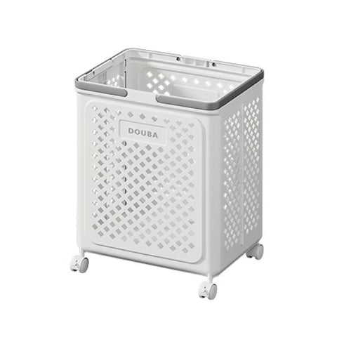 Large Foldable Laundry Basket with Wheels – Multi-use White Geometric Storage Solution
