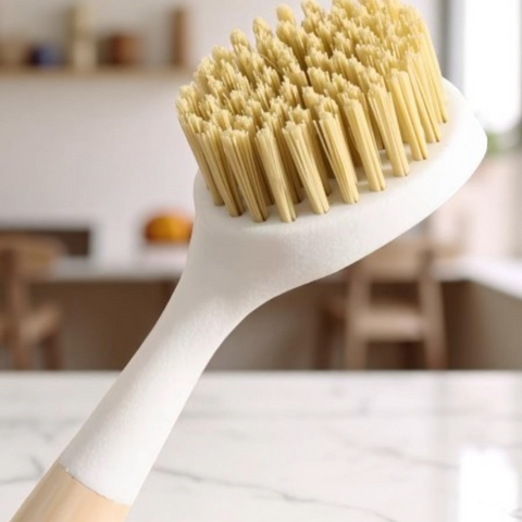 Wooden Handle Dish & Pot Brush – Strong Bristle Scrubber for Dishes, Pans & Sink