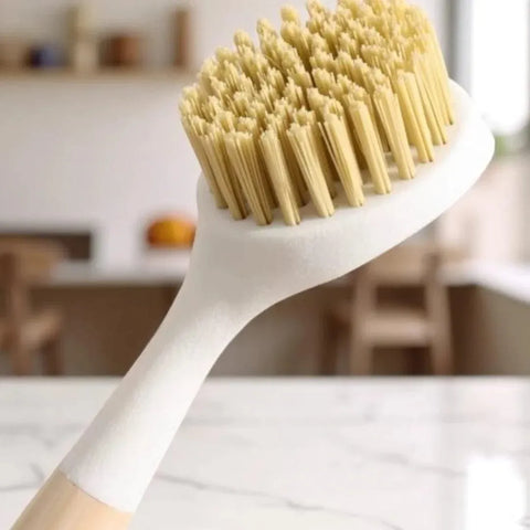 فرشاة غسيل بالمقبض الخشبي – شعيرات قوية لتنضيف الأطباق والحوض