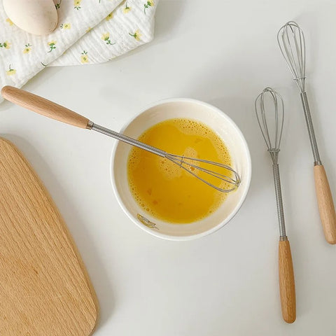 Wooden Hand Egg Beater – Compact Manual Whisk for Quick Mixing