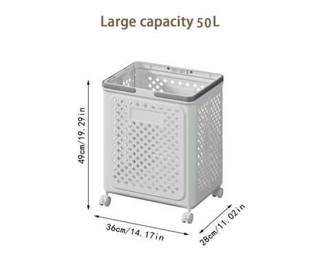 Large Foldable Laundry Basket with Wheels – Multi-use White Geometric Storage Solution