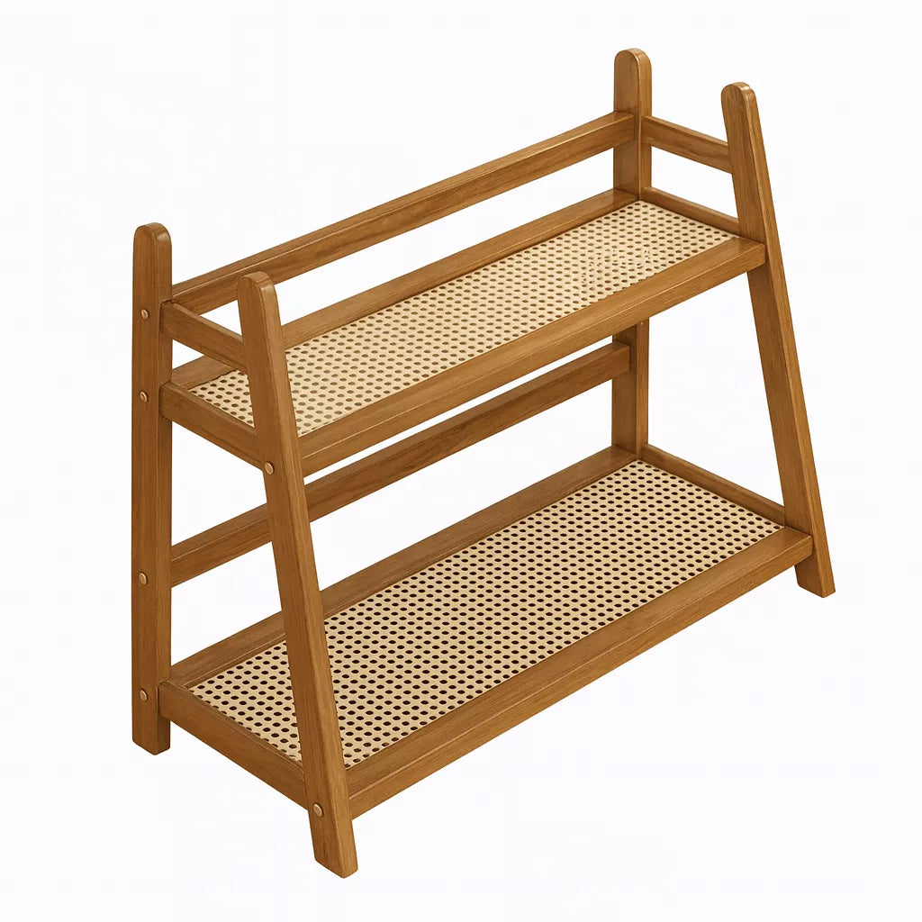 رف بامبو متعدد الاستخدامات – 2 دور – عرض رئيسي للمنتج على الكاونتر