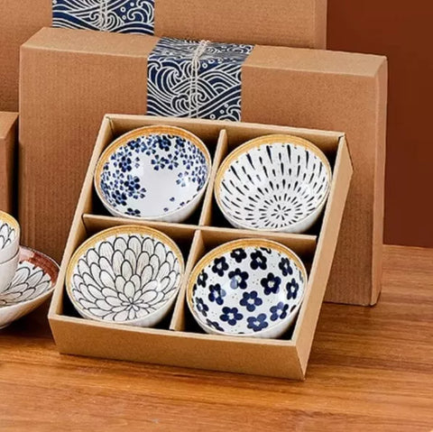 عرض كامل للطقم – 4 أطباق سيراميك بوهيمي مختلفة