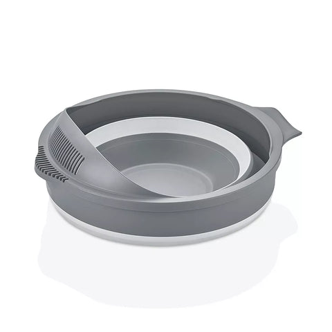 مصفي وبولة سيليكون قابلة للطي في وضع الفتح – Open 2IN1 Collapsible Silicone Strainer Bowl