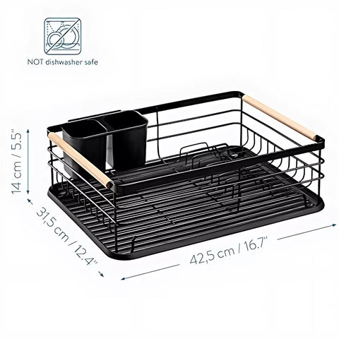 رف تصريف أطباق مع حامل أدوات مزدوج – Dual Utensil Holder Dish Rack