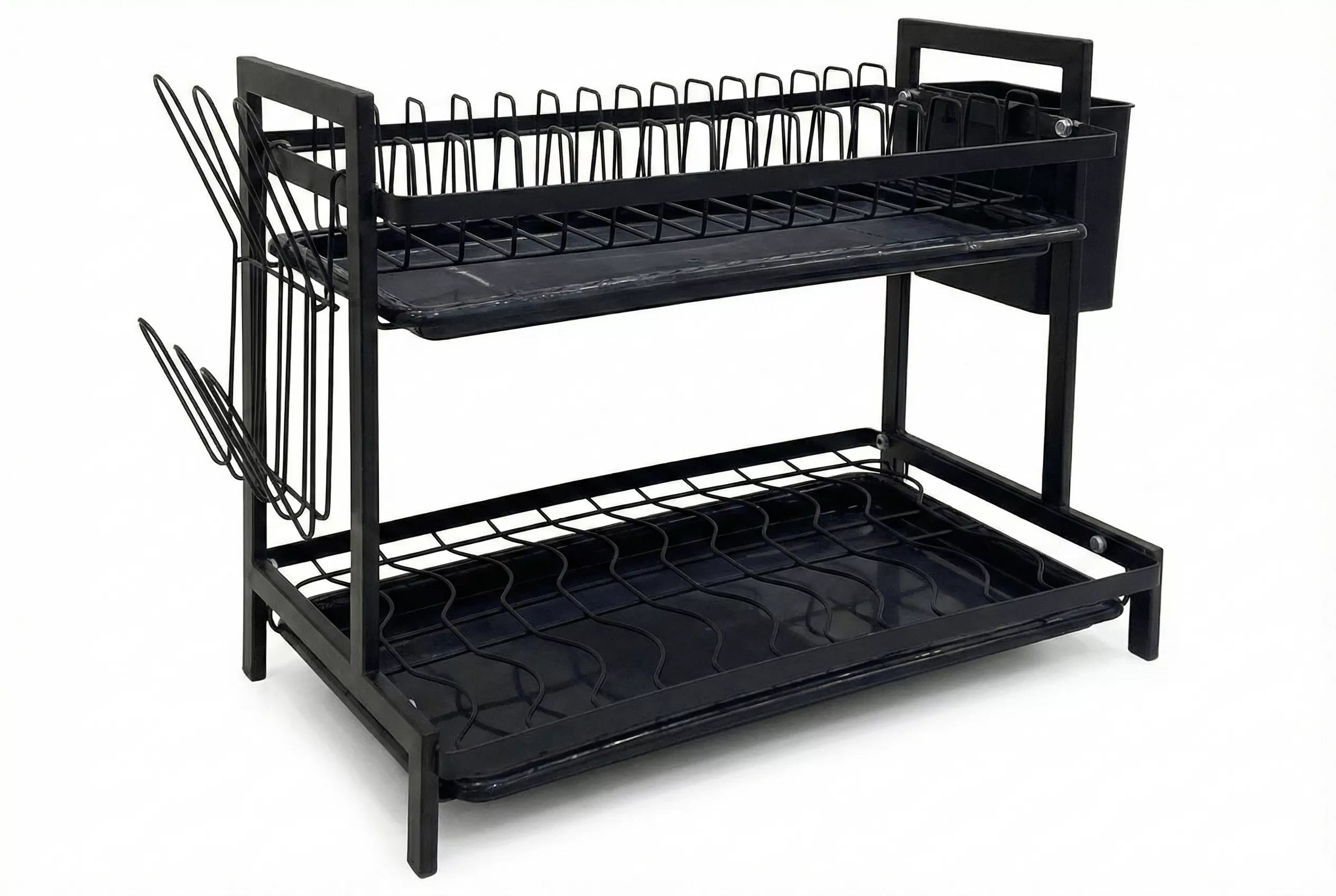 منظر جانبي لمطبقيّة الأطباق 2 دور – حامل معالق وحامل أطباق جانبي