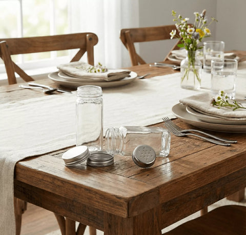 Salt & Pepper Shakers Set with Lid – 2 Glass Bottles