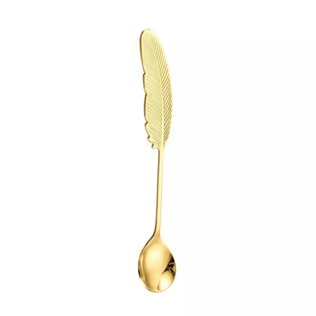 طقم معالق شاي ستانلس ستيل ذهبي منظور علوي – Top view gold stainless steel teaspoons set