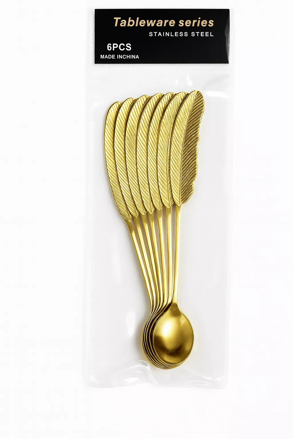 معالق شاي ذهبية ستانلس ستيل تقديم أنيق – Gold stainless steel tea spoons elegant tableware
