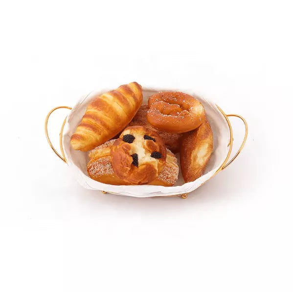 سلة تقديم ذهبية للمائدة تضيف لمسة فخمة – Luxury Gold Bread Serving Basket for Home Decor