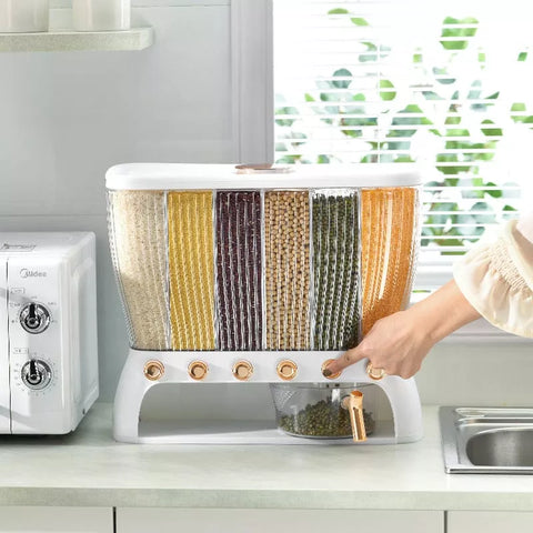 حاوية تخزين طعام مع تقسيمات 6 خانات للحبوب – 6-Grid Food Storage Container