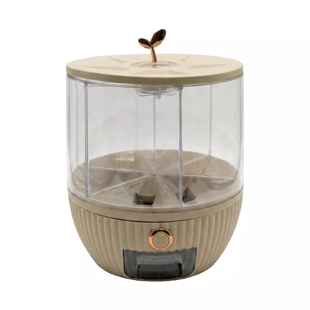 6-Grid Rotating Grain & Rice Dispenser – 22Lbs Capacity with One-Click Output