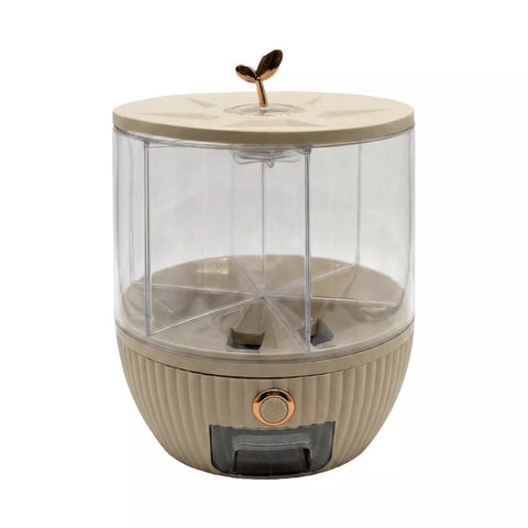 6-Grid Rotating Grain & Rice Dispenser – 22Lbs Capacity with One-Click Output