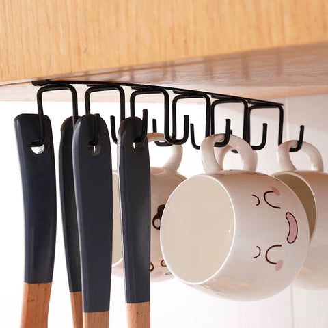 Multifunctional Kitchen Stand Rack – Metal Organizer with 12 Hooks for Mugs, Cookware & Serving Utensils