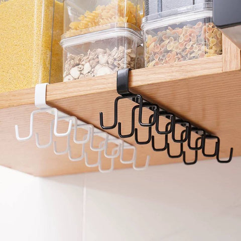 Multifunctional Kitchen Stand Rack – Metal Organizer with 12 Hooks for Mugs, Cookware & Serving Utensils