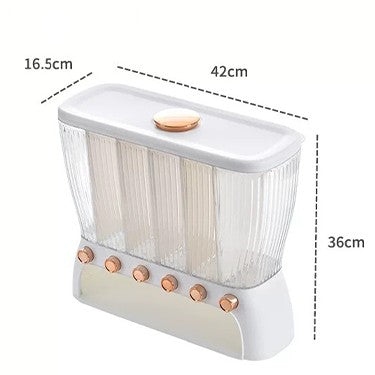 Grain Dispenser – 6 Grid Food Storage Container with Airtight Lid