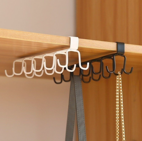 Multifunctional Kitchen Stand Rack – Metal Organizer with 12 Hooks for Mugs, Cookware & Serving Utensils
