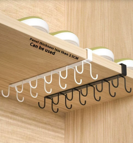 Multifunctional Kitchen Stand Rack – Metal Organizer with 12 Hooks for Mugs, Cookware & Serving Utensils