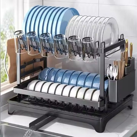 2-Tier Dish Drying Rack – Modern & Functional Kitchen Organizer