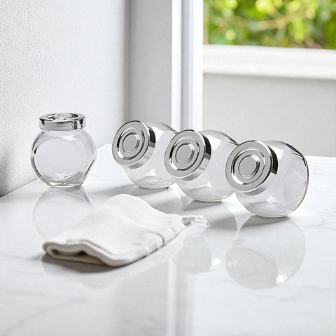 Set of 4 Glass Spice Jars – 130ml | Upright or Side Storage Containers