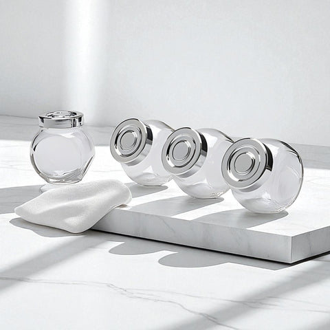 Set of 4 Glass Spice Jars – 130ml | Upright or Side Storage Containers