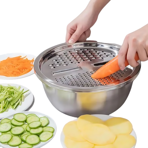 3-Piece Stainless Steel Set – Grater, Strainer & Mixing Bowl