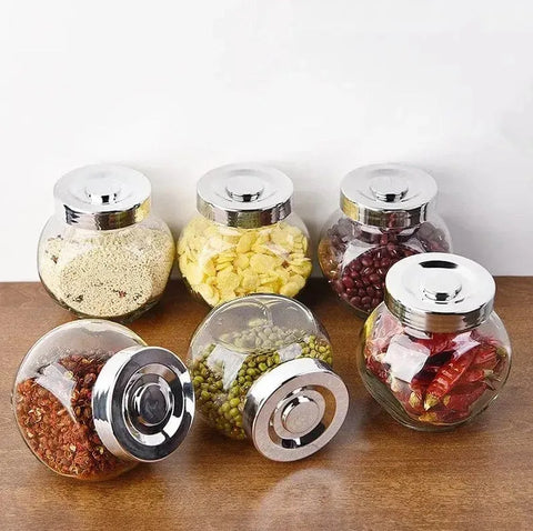 طقم ٤ برطمانات زجاج للتوابل – ١٣٠ مل (تخزين رأسي أو جانبي)