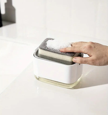 Soap Dispenser with Sponge Holder – Includes Cleaning Sponge