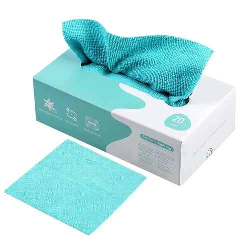 علبة فوط تنظيف ميكروفايبر – 20 قطعة متعددة الاستخدام وامتصاص عالي
