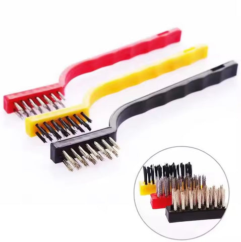 Small Wire Cleaning Brush Set – 3-Piece Heavy-Duty Utility Brushes with Plastic Handle