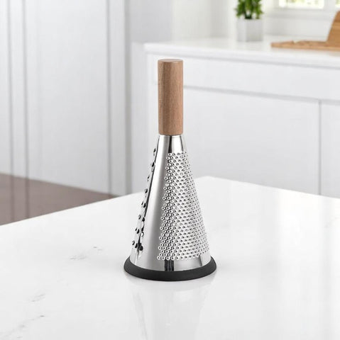 3-Sided Stainless Steel Cone Grater with Wooden Handle