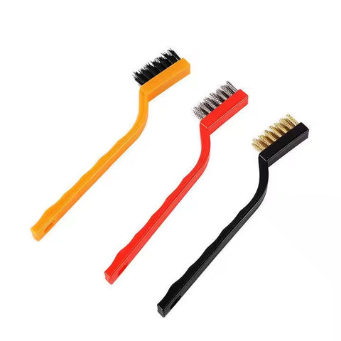 Small Wire Cleaning Brush Set – 3-Piece Heavy-Duty Utility Brushes with Plastic Handle