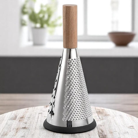 3-Sided Stainless Steel Cone Grater with Wooden Handle
