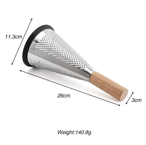 3-Sided Stainless Steel Cone Grater with Wooden Handle