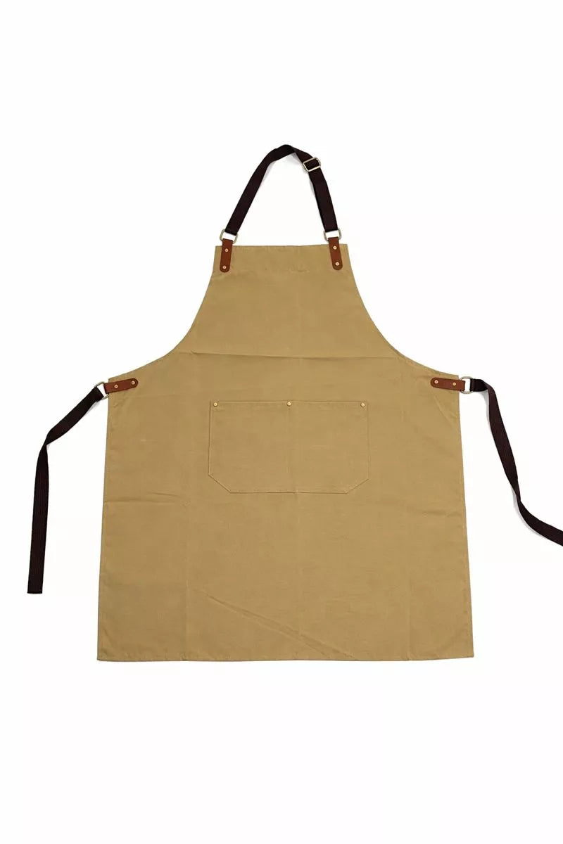 مريلة مطبخ قماش ثقيل لون هافان بتفاصيل متينة – Havana heavy-duty fabric kitchen apron with reinforced details