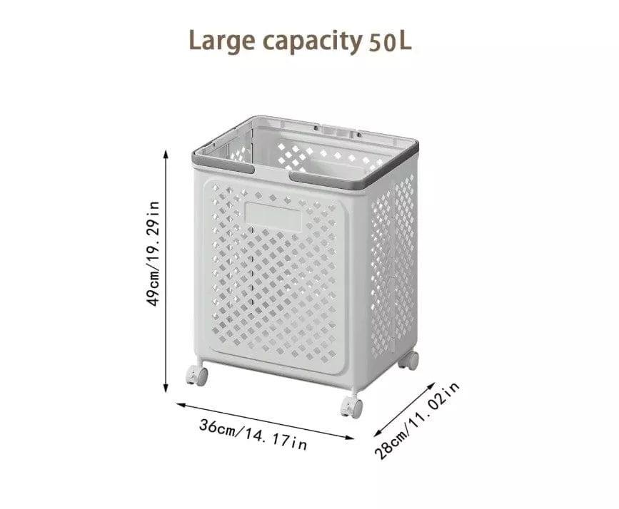 سلة غسيل بيضاء هندسية من ILVIA – لقطة قريبة للتفاصيل | ILVIA White Geometric Laundry Basket – Close-up Details