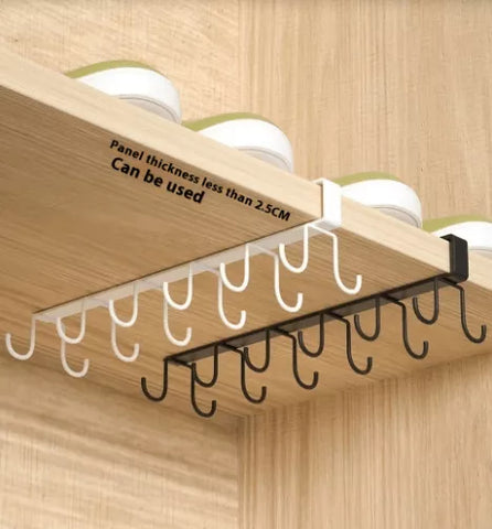 منظم مطبخ معدني مزود بـ 12 خطاف لتوفير الترتيب المثالي – Kitchen Rack with 12 Hooks for Organized Storage