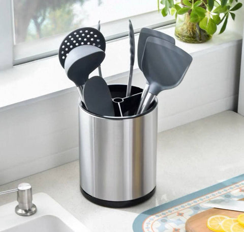 Stainless Steel Rotating Utensil Holder – 360° Swivel Kitchen Organizer
