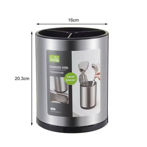 Stainless Steel Rotating Utensil Holder – 360° Swivel Kitchen Organizer