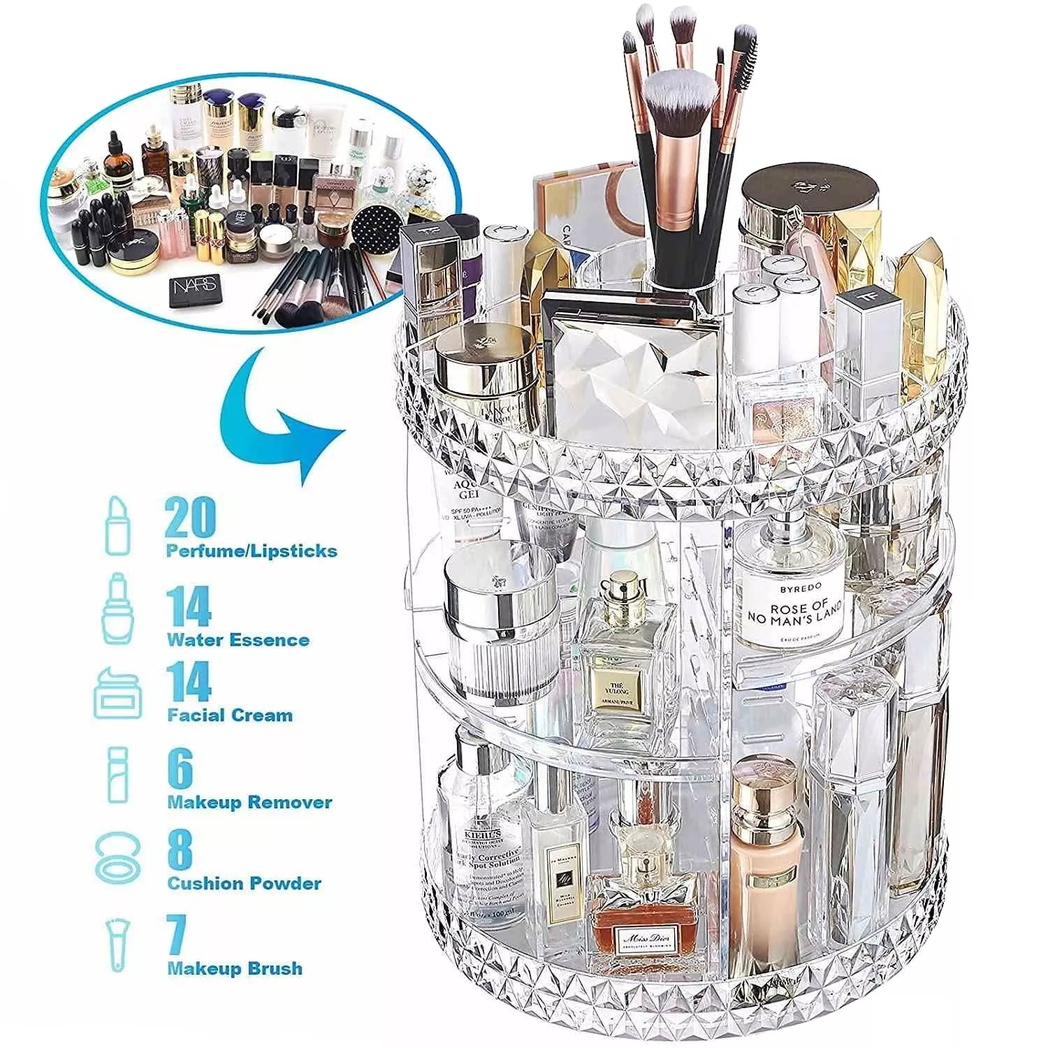 منظم مكياج أكريليك شفاف للروج والعطور – ILVIA | Clear Acrylic Organizer for Lipsticks & Perfumes – ILVIA