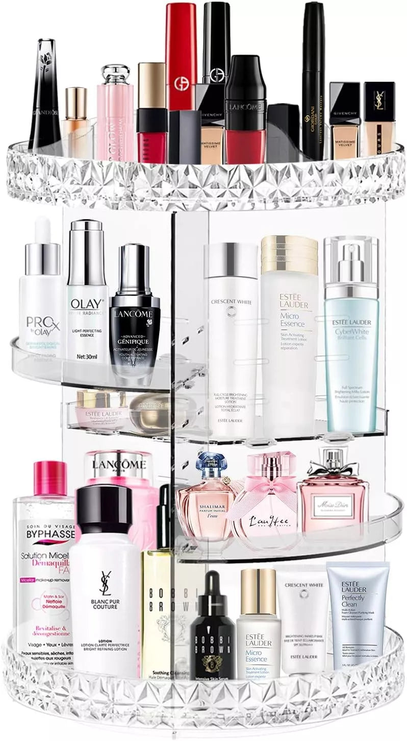 قاعدة دوارة ناعمة لمنظم المكياج الكريستالي – ILVIA | Smooth Rotating Base of Crystal Makeup Organizer – ILVIA