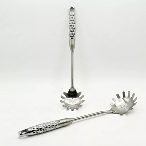 يد سباتولا مكرونة استانلس ستيل بتصميم مريح للتقليب – Stainless Steel Pasta Spatula Handle