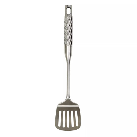 سباتولا استانلس ستيل مشقوقة تصميم اليد الأول – Stainless Steel Slotted Spatula handle design