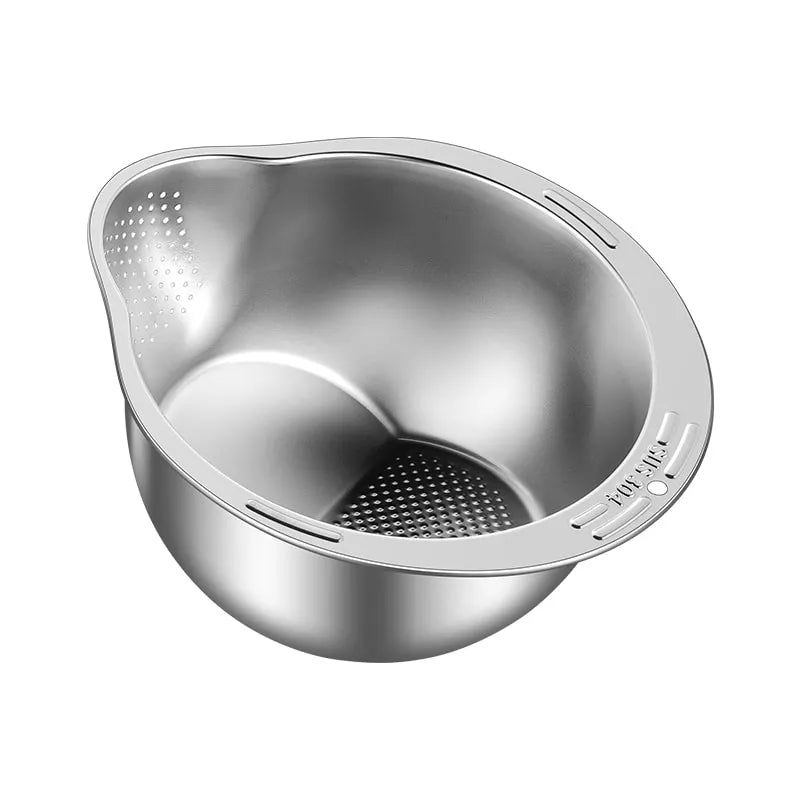 بُولة ستانلس لغسل الفواكه – Stainless Steel Bowl Washing Fruits – مصفاة جانبية لتصفية المياه بسرعة